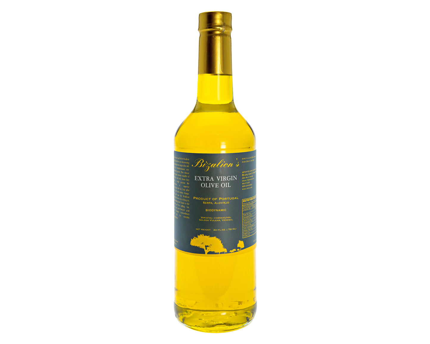 BIZALION'S Portuguese (Alentejo, Portugal) Extra Virgin Olive Oil (EVOO) 25.4 fl oz 750 ml Premium Quality